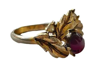 Vintage purple stone leaf ring thumbnail 7