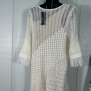 Nic + Zoe Womens Beach Strool Knit Fringe Casual Dress Ivory Size Small NWT thumbnail 9