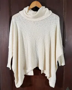 FREE PEOPLE | FP Beach Cream Rib Knit Flyaway Back Cowl Neck Sweater thumbnail 1