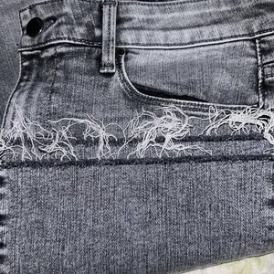 Fidelity Denim Juniper Crop Flare Stretch Jeans in Surfire Gray Raw Hem Size‎ 29 thumbnail 10
