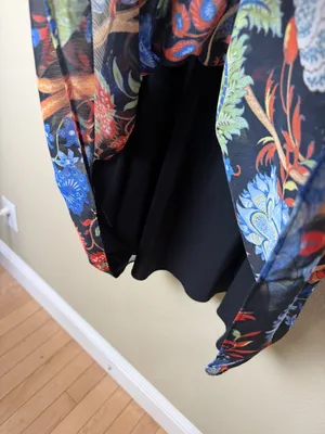 ALICE + OLIVIA Black Floral Wrap Front Chiffon Overlay Dress Size Medium thumbnail 5
