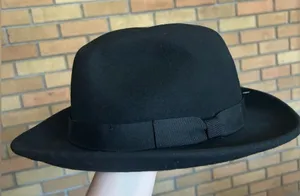 NWT Hats in the Belfry Belfry Bartolo Black Merino Wool Felt Fedora Hat Size XL thumbnail 1