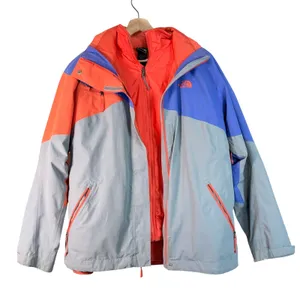 The North Face Triclimate Jacket 2 pc Womens L Waterproof Insulated Orange‎ Blue thumbnail 1