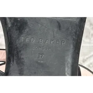 Ted Baker London black t-strap rubber jelly leather sandals sz 6.5 (37) thumbnail 7