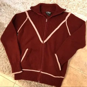Vintage Sultra zip up sweater jacket maroon size S 70’s era Pockets thumbnail 3