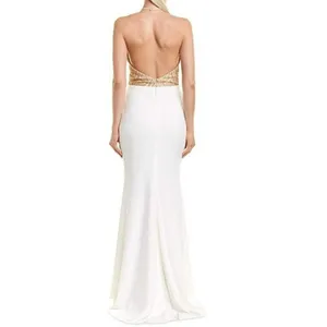 Issue Embroidered Sequin Bodice Gown Ivory Gold Size 6 NWT thumbnail 3