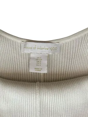 House of Harlow Women’s Ivory Cloud Dancer Pearl Strap White Knit Midi Dress S thumbnail 4