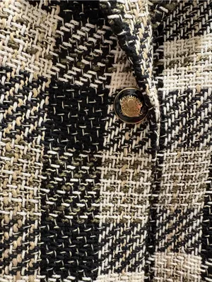 Zara Black and Beige Plaid Tweed Blazer thumbnail 3
