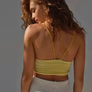 NWT Urban Outfitters Bella Crushed Velvet Cami Yellow Green Size S Petite thumbnail 3