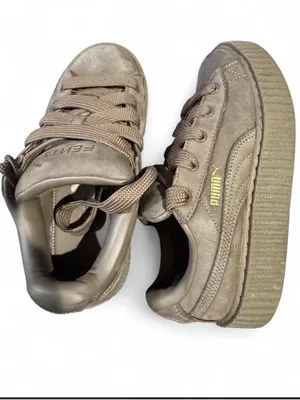 Fenty Beauty Kids Suede Sneakers in Taupe Brown thumbnail 5