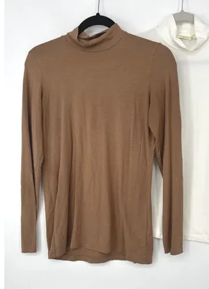 Telluride Clothing Company Lot of 2 Mock Neck Top Women S Brown White Neutral thumbnail 1