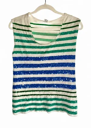 Old Navy Sequined Striped Tank Top - Blue & Green thumbnail 1