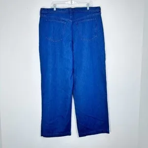 Abercrombie & Fitch Mid Rise Baggy Wide Leg Dark Denim Trouser‎ Jean Size 33 16L thumbnail 4
