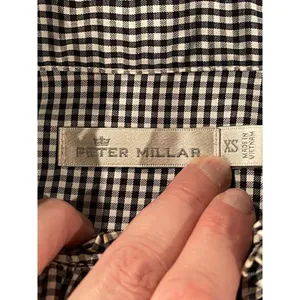 Peter Millar Black And White Gingham Long Sleeve Button Down Ruffle Trim Top XS‎ thumbnail 9