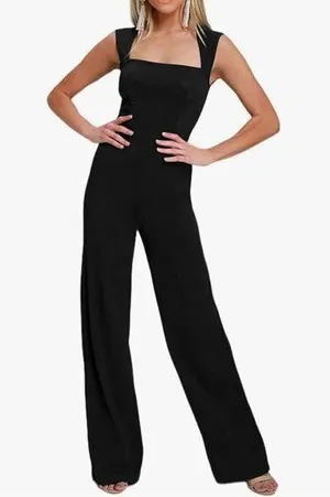 NEW Happy Sailed Square Neck Jumpsuit Wide Leg Pants XL thumbnail 1