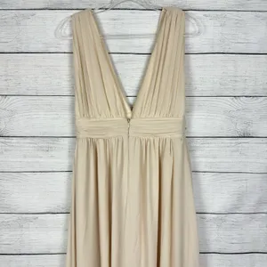 Lulus Heavenly Hues Cream Maxi Chiffon Dress Sz Medium Wedding‎ Bridesmaid Gala thumbnail 8