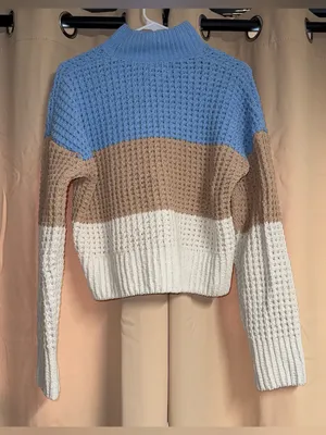 pink rose colorblock sweater thumbnail 4