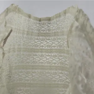 Anthropologie Lilka Ivory Lace Stretch 3/4 Sleeve Swing Top Lightweight Sheer‎ thumbnail 7