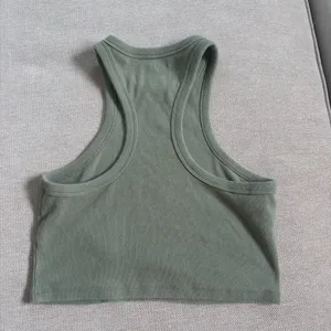Abercrombie & Fitch Green Ribbed Racerback Crop Tank Top thumbnail 3