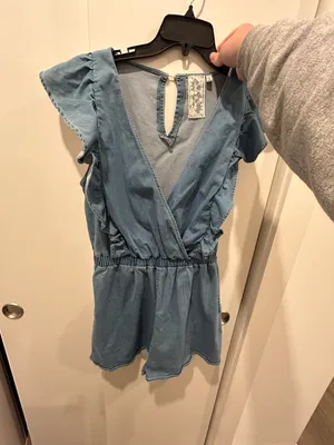 Boutique Blue Denim Romper Size L thumbnail 2