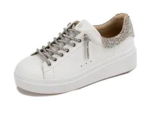 Yellow Box White Platform Sneaker with Sparkle Heel thumbnail 1