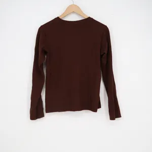 Uniqlo Womens Small Brown Long Sleeve Crew Neck Cotton Blend T-Shirt thumbnail 4