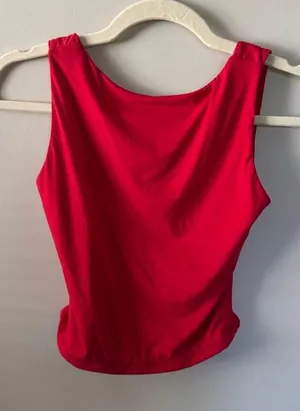 Red open back shirt thumbnail 1