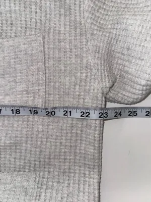 American Eagle Waffle Knit Shacket Light Gray Pocket Button Front thumbnail 8