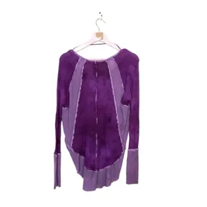 Free People Henley sweater over‎ dyed purple lob sleeve knit top XS thumbnail 3