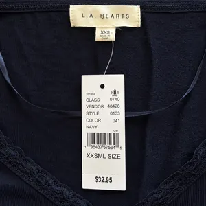 PacSun Navy Blue Ripped Long Sleeve Crop Top thumbnail 4