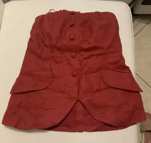 Olivia ceous top women’s red strapless 100% linen thumbnail 1