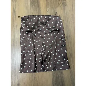 Zara‎ Satin Strapless Brown Polka Dot Pretty Woman Top Silky 90s thumbnail 2