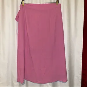 American Eagle Outfitters Midi Tie-Up Pink Wrap Skirt 🆕 XL thumbnail 6