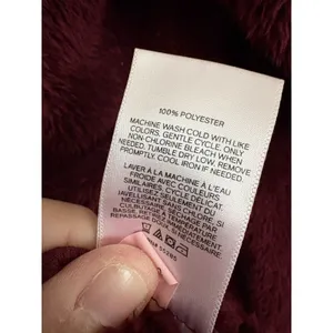Express‎ One Eleven Fleece Pullover Women Medium Burgundy Excellent Sherpa Zip thumbnail 5
