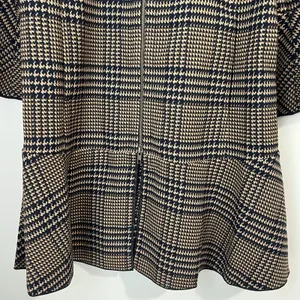 CAbi Women's Small Tartan Plaid Flounce Jacket Longline‎ Dark Acadamia # 3902 thumbnail 4