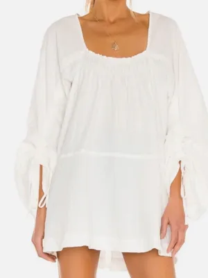 Free People Brynn BohoToo White Textured Long Sleeve Tunic/Blouse S M thumbnail 3