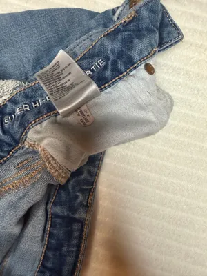 American Eagle Super Hi-Rise Shortie Denim Shorts Distressed High Waisted Size 6 thumbnail 8