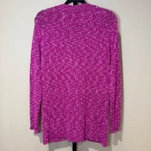 Le Superbe Silk Cashmere Beaded Pocket‎ Cardigan Sweater Fuchsia Space Dye Small thumbnail 5