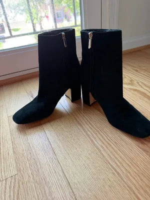 Sam Edelman Fawn Black Suede Ankle Booties Block Heel Square Toe Size 7.5 thumbnail 11