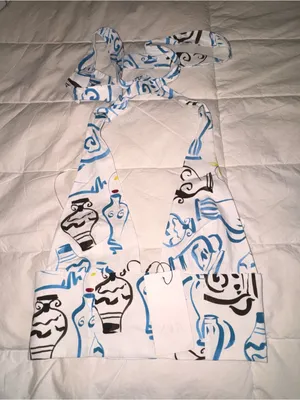Zara White Top with Blue and Black Abstract Motif thumbnail 3