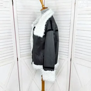 Princess Polly‎ Mariana Jacket Small Medium Black PU Faux Fur Lined Moto Biker thumbnail 3