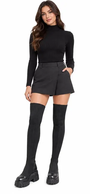 Cuccoo EU 40 Black Knee High Sock Boots Chunky Platform Lug Sole Y2K thumbnail 1