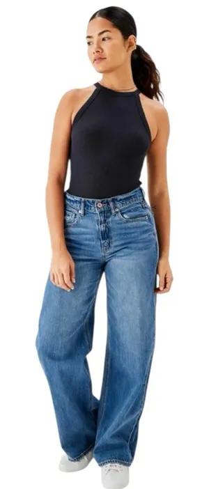 American Eagle - Low-Rise Baggy Y2K Blue Jeans Sz 10 S thumbnail 1