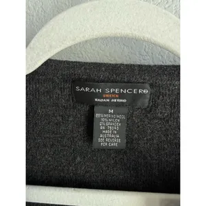 Sarah Spencer Merino Wool Cardigan M Charcoal Gray Quiet Luxury Minimalist thumbnail 7