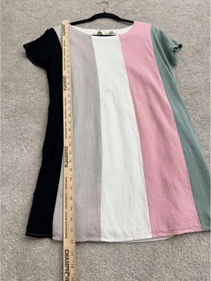 Entro Women's Small Colorblock Linen Blend Shift Dress thumbnail 6