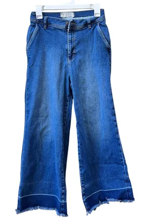Free‎ People High Rise Wide Leg Blue Denim Cotton Blend Jeans sz 28 thumbnail 1