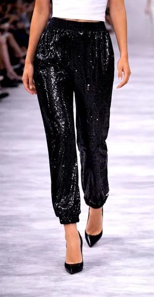 Shavonne Dorsey Sequin Jogger Black M thumbnail 1