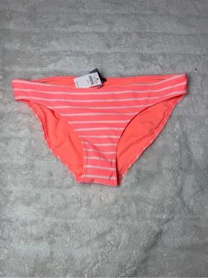 NWT Aerie Striped Coral Bikini Bottom thumbnail 2