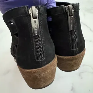 Vince Camuto Black Block Heel Cutout Ankle Booties thumbnail 5