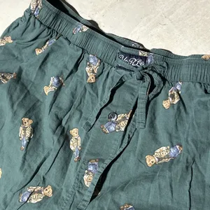 VTG Polo Ralph Lauren Polo Bear Pajama Pants Y2K AOP Men's SZ XL Green Preppy thumbnail 3